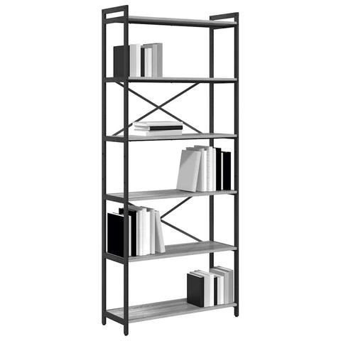 vidaXL Bookcase Grey sonoma 80 x 30 x 188 cm Engineered wood