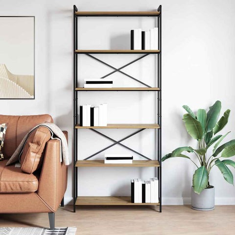 vidaXL Bookcase Artisan oak 80 x 30 x 188 cm Engineered wood