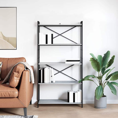 vidaXL Bookcase Grey sonoma 80 x 30 x 153 cm Engineered wood