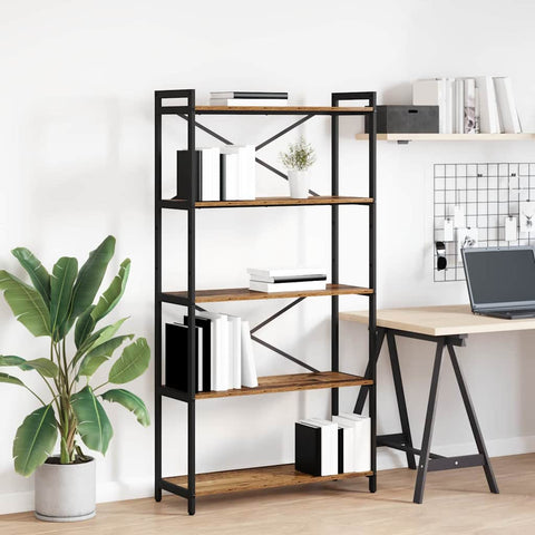 vidaXL Bookcase Old wood 80 x 30 x 153 cm Wood and steel