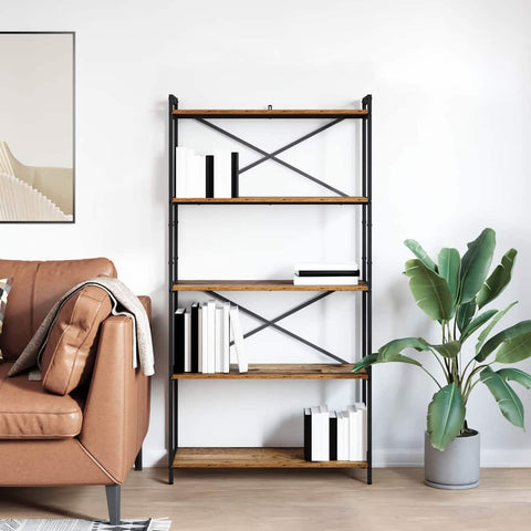 vidaXL Bookcase Old wood 80 x 30 x 153 cm Wood and steel