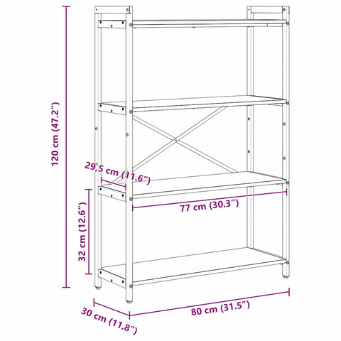vidaXL Bookcase Old wood 80 x 30 x 118 cm Particle board