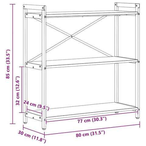 vidaXL Bookcase Grey sonoma 80 x 30 x 83 cm Engineered wood