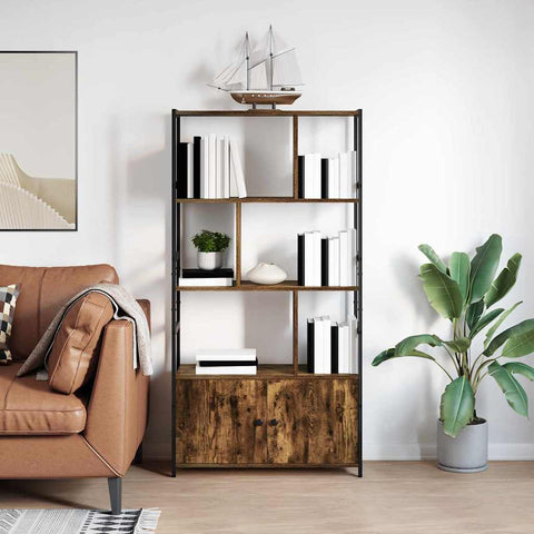 vidaXL Bookshelf Smoked oak 80 x 30 x 155.5 cm Engineered wood