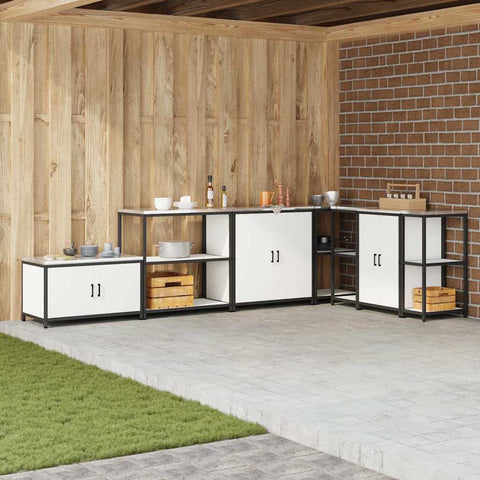 vidaXL Kitchen Storage Shelf with Shelf with Storage White Steel
