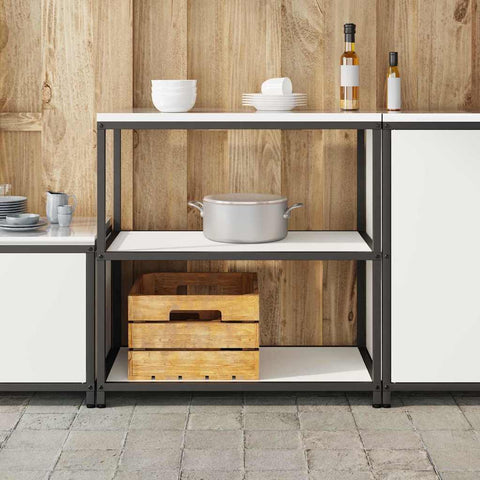 vidaXL Kitchen Storage Shelf with Shelf with Storage White Steel