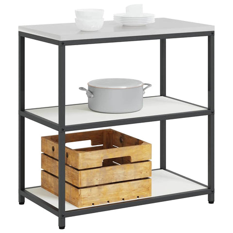vidaXL Kitchen Storage Shelf with Shelf with Storage White Steel