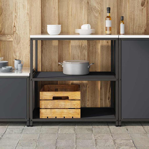 vidaXL Kitchen Storage Shelf with Shelf with Storage Anthracite Steel