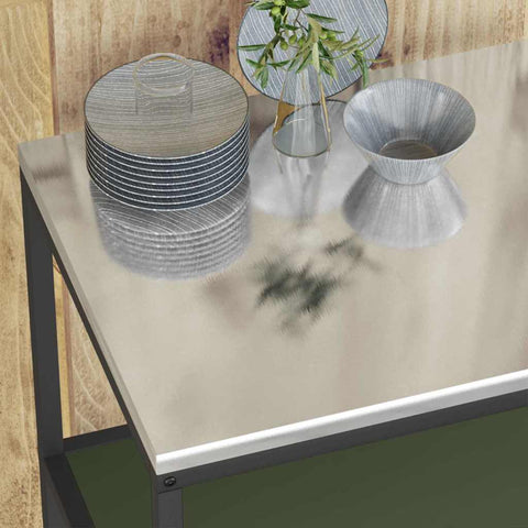 vidaXL Kitchen Storage Shelf with Shelf with Storage Olive green Steel
