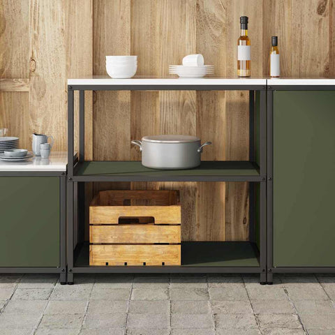 vidaXL Kitchen Storage Shelf with Shelf with Storage Olive green Steel