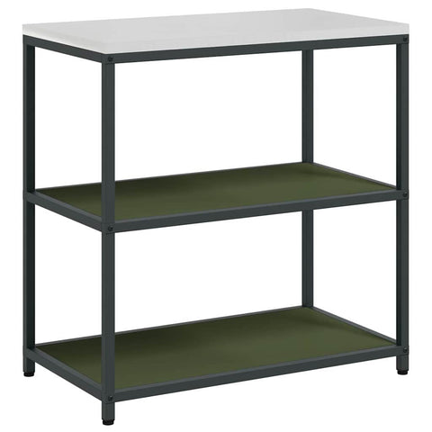 vidaXL Kitchen Storage Shelf with Shelf with Storage Olive green Steel