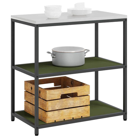 vidaXL Kitchen Storage Shelf with Shelf with Storage Olive green Steel