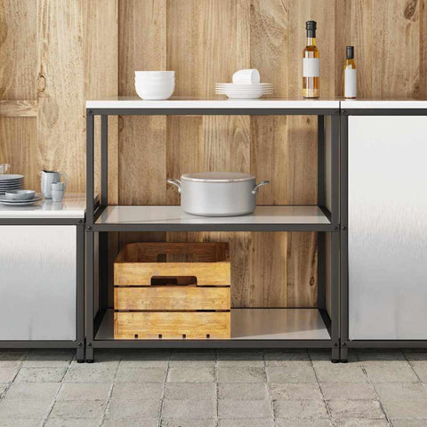 vidaXL Kitchen Storage Shelf with Shelf Silver Stainless steel