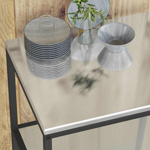 vidaXL Kitchen Storage Shelf with Shelf Silver Galvanised steel