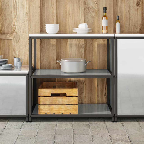 vidaXL Kitchen Storage Shelf with Shelf Silver Galvanised steel