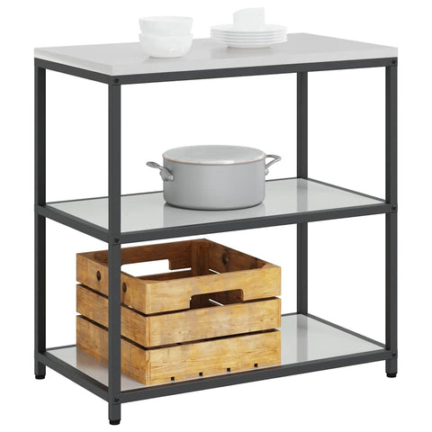 vidaXL Kitchen Storage Shelf with Shelf Silver Galvanised steel