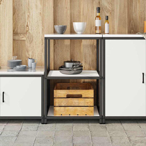 vidaXL Kitchen Storage Shelf with Shelf with Storage White Steel