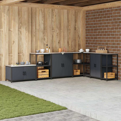 vidaXL Kitchen Storage Shelf with Shelf with Storage Anthracite Steel