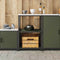 vidaXL Kitchen Storage Shelf with Shelf with Storage Olive green Steel