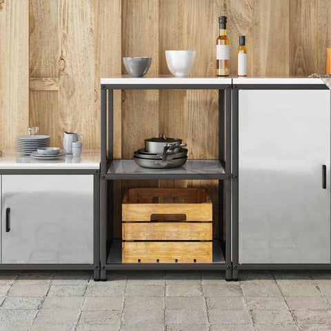 vidaXL Kitchen Storage Shelf with Shelf Silver Galvanised steel