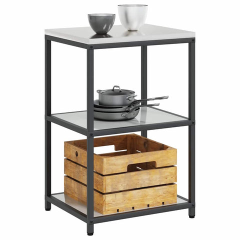vidaXL Kitchen Storage Shelf with Shelf Silver Galvanised steel