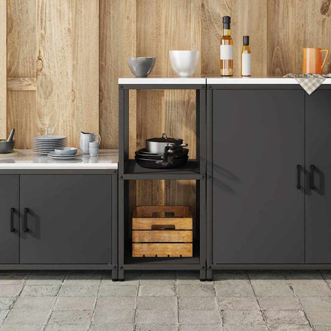 vidaXL Kitchen Storage Shelf with Shelf with Storage Black Steel
