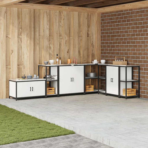 vidaXL Kitchen Storage Shelf with Shelf with Storage White Steel