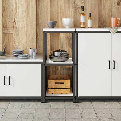 vidaXL Kitchen Storage Shelf with Shelf with Storage White Steel