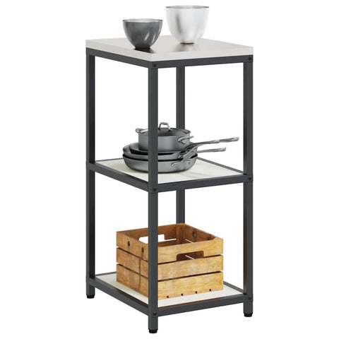 vidaXL Kitchen Storage Shelf with Shelf with Storage White Steel