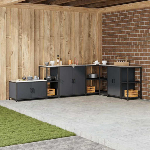 vidaXL Kitchen Storage Shelf with Shelf with Storage Anthracite Steel