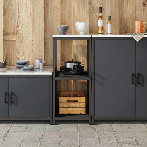 vidaXL Kitchen Storage Shelf with Shelf with Storage Anthracite Steel
