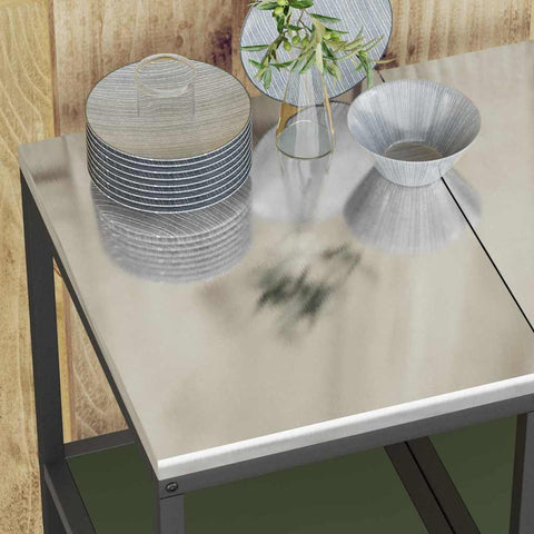 vidaXL Kitchen Storage Shelf with Shelf with Storage Olive green Steel