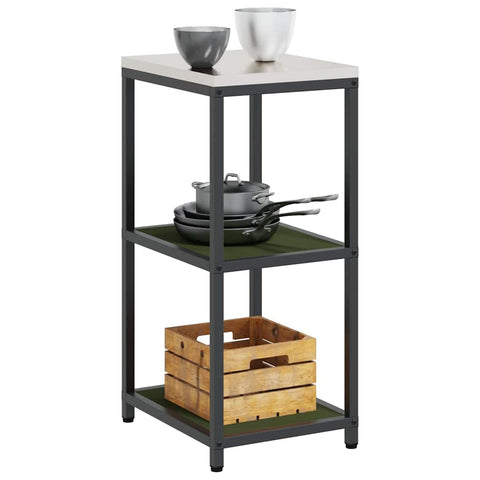 vidaXL Kitchen Storage Shelf with Shelf with Storage Olive green Steel