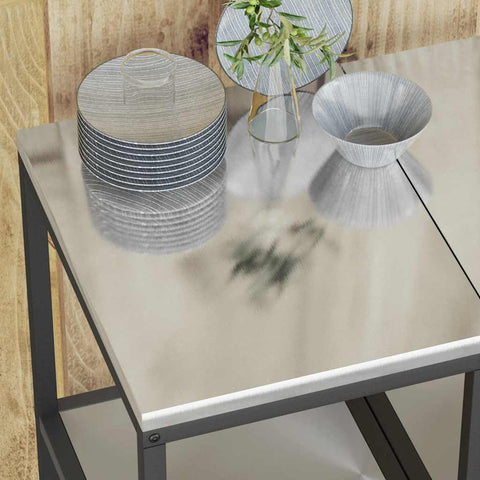 vidaXL Kitchen Storage Shelf with Shelf Silver Stainless steel