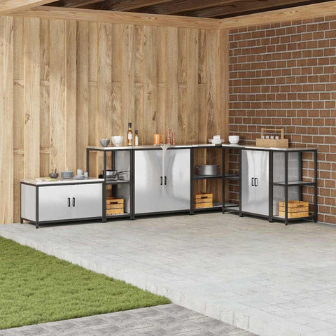 vidaXL Kitchen Storage Shelf with Shelf Silver Stainless steel