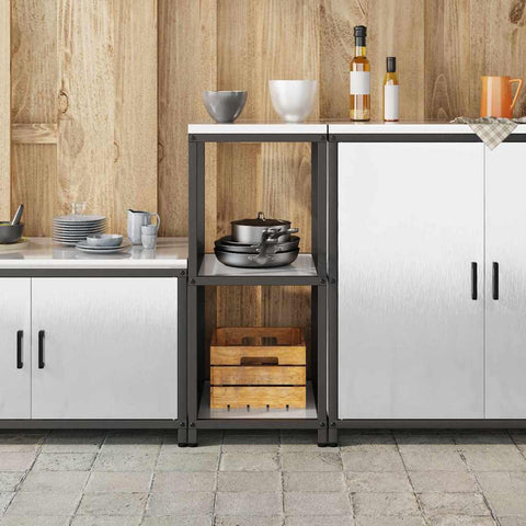 vidaXL Kitchen Storage Shelf with Shelf Silver Stainless steel