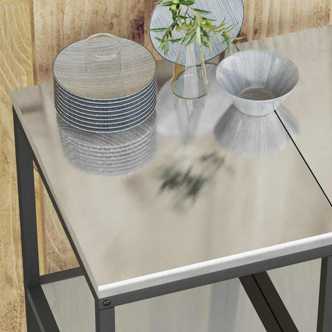 vidaXL Kitchen Storage Shelf with Shelf Silver Galvanised steel