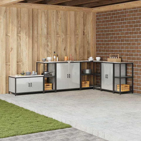 vidaXL Kitchen Storage Shelf with Shelf Silver Galvanised steel