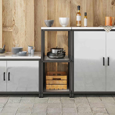 vidaXL Kitchen Storage Shelf with Shelf Silver Galvanised steel