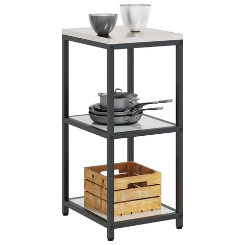 vidaXL Kitchen Storage Shelf with Shelf Silver Galvanised steel