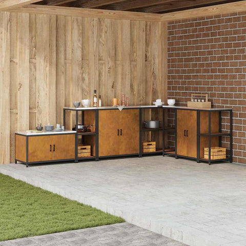vidaXL Kitchen Storage Shelf with Shelf Rusty Weathering steel
