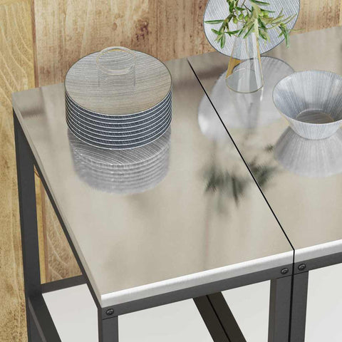 vidaXL Kitchen Storage Shelf with Shelf with Storage White Steel