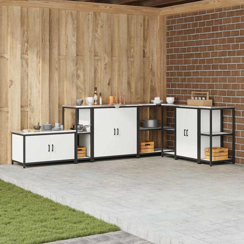 vidaXL Kitchen Storage Shelf with Shelf with Storage White Steel