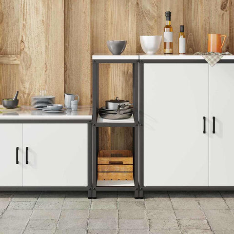 vidaXL Kitchen Storage Shelf with Shelf with Storage White Steel