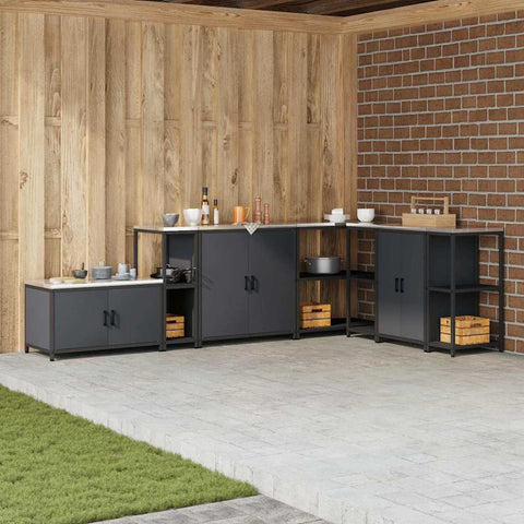vidaXL Kitchen Storage Shelf with Shelf with Storage Anthracite Steel