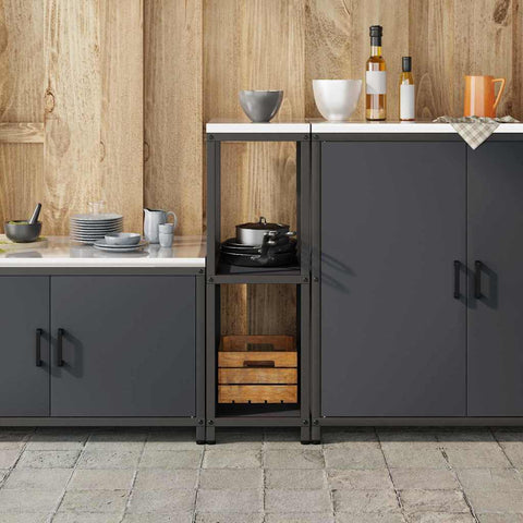 vidaXL Kitchen Storage Shelf with Shelf with Storage Anthracite Steel