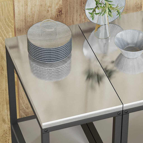 vidaXL Kitchen Storage Shelf with Shelf Silver Stainless steel