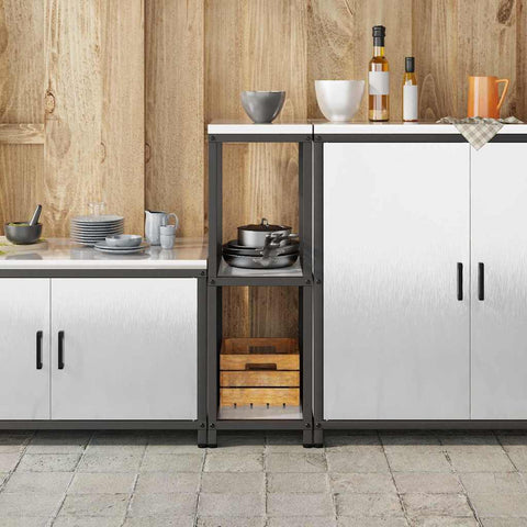 vidaXL Kitchen Storage Shelf with Shelf Silver Stainless steel