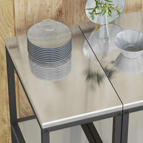 vidaXL Kitchen Storage Shelf with Shelf Silver Galvanised steel