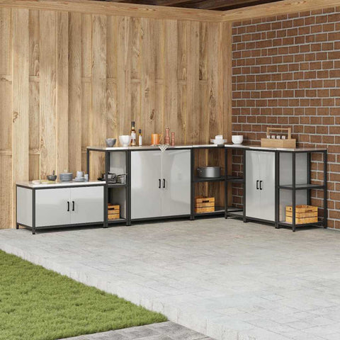 vidaXL Kitchen Storage Shelf with Shelf Silver Galvanised steel